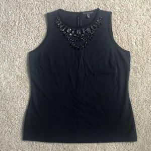 🔴ADRIANNA PAPELL Blue/Black Beaded Gem Tank